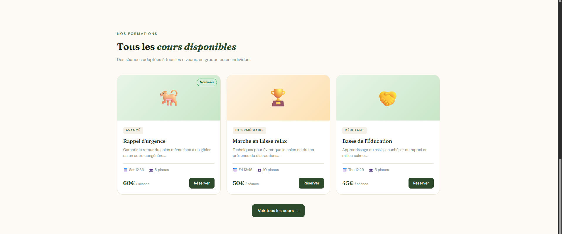 Catalogue des cours CanisPro
